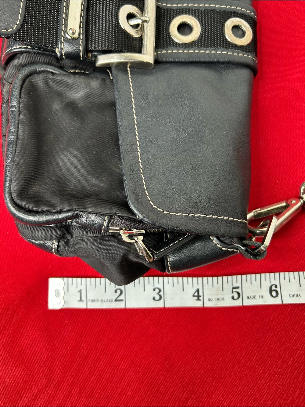 Prada Vintage Purse Nylon Leather Tessuto Silver Tone Hardware Accent - Picture 6 of 16